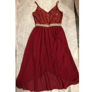 Red high-low dress